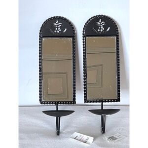 NWT Vintage Yankee Candle Metal Mirrored Wall Sconces Set of 2 Candle Holders